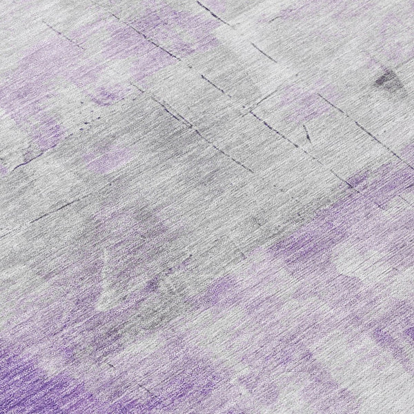 HomeRoots 5' Abstract Lavender Gray and Ivory Indoor Outdoor Area Rug – Durable, Stylish, Machine Washable Design 8' Round 616875