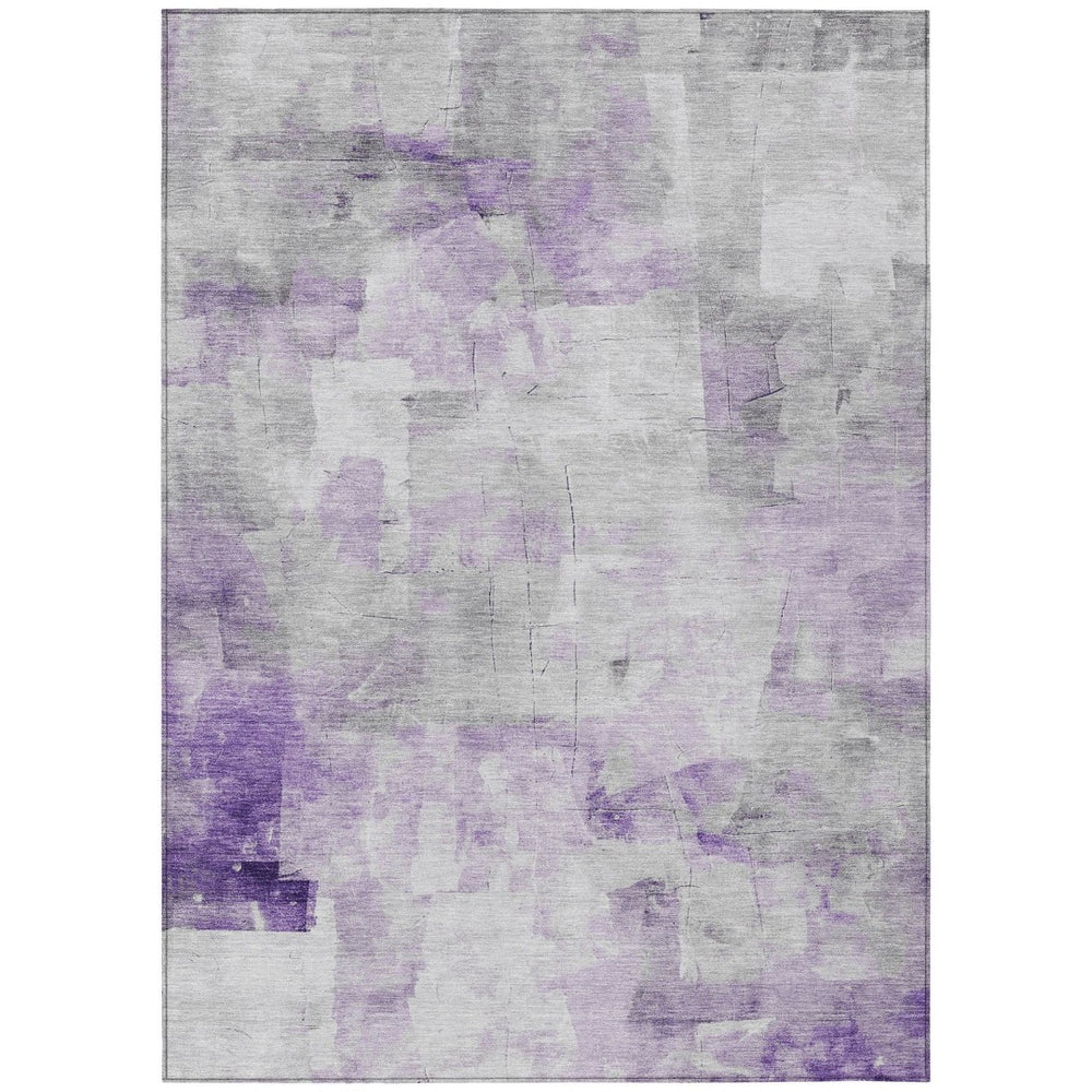 HomeRoots 5' Abstract Lavender Gray and Ivory Indoor Outdoor Area Rug – Durable, Stylish, Machine Washable Design 8' X 10' 616876