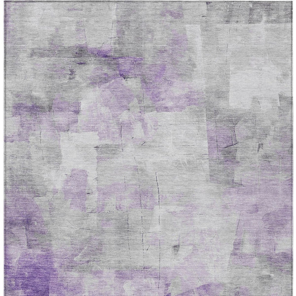 HomeRoots 9' X 12' Abstract Lavender Gray & Ivory Area Rug - Washable, Durable for Indoor/Outdoor Spaces! 616877