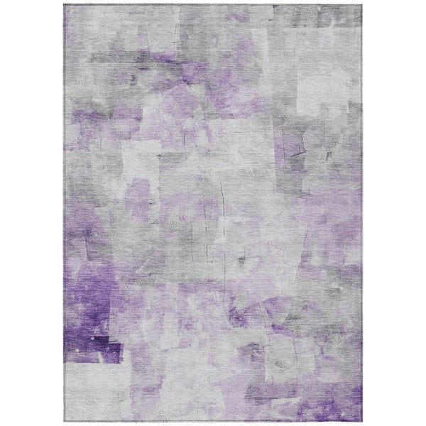 HomeRoots 9' X 12' Abstract Lavender Gray & Ivory Area Rug - Washable, Durable for Indoor/Outdoor Spaces! 616877