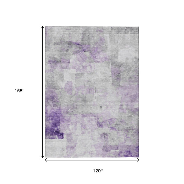 HomeRoots 5' Abstract Lavender Gray and Ivory Indoor Outdoor Area Rug – Durable, Stylish, Machine Washable Design 10' X 14' 616878