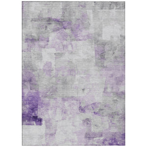HomeRoots 5' Abstract Lavender Gray and Ivory Indoor Outdoor Area Rug – Durable, Stylish, Machine Washable Design 10' X 14' 616878