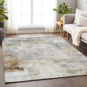 HomeRoots 5' Versatile Linen Gray and Ivory Abstract Indoor Outdoor Area Rug for Modern Living Spaces 10' X 14' 616879