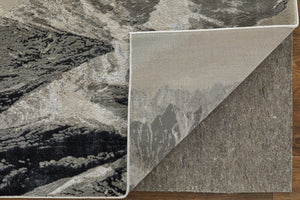 Homeroots 5' X 8' Abstract Area Rug - Stain Resistant, Durable Polyester, Perfect For Kids And Pets, Stylish Decor Black,Silver Polyester 616880