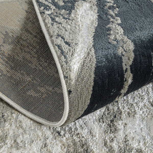 Homeroots 5' X 8' Abstract Area Rug - Stain Resistant, Durable Polyester, Perfect For Kids And Pets, Stylish Decor Black,Silver Polyester 616880