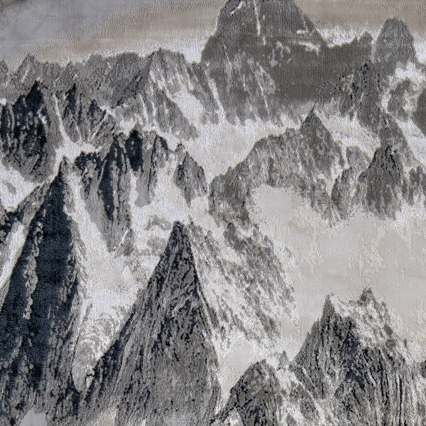 Homeroots 5' X 8' Abstract Area Rug - Stain Resistant, Durable Polyester, Perfect For Kids And Pets, Stylish Decor Black,Silver Polyester Blend 616881