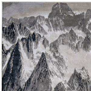 Homeroots 5' X 8' Abstract Area Rug - Stain Resistant, Durable Polyester, Perfect For Kids And Pets, Stylish Decor Black,Silver Polyester Blend 616882