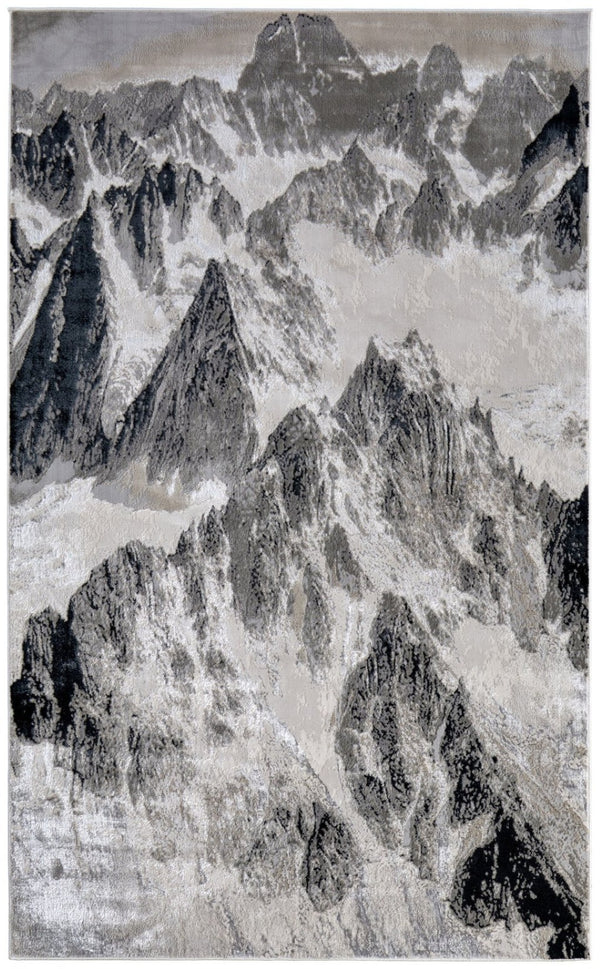 HomeRoots 5' Black and Silver Abstract Area Rug - Modern Design for Sophisticated Spaces, Durable & Easy Care 8' X 10' 616882