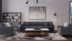 Homeroots 5' X 8' Abstract Area Rug - Stain Resistant, Durable Polyester, Perfect For Kids And Pets, Stylish Decor Black,Silver Polyester Blend 616882