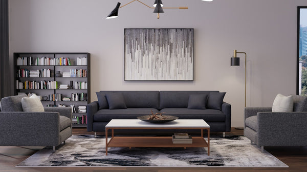 Homeroots 5' X 8' Abstract Area Rug - Stain Resistant, Durable Polyester, Perfect For Kids And Pets, Stylish Decor Black,Silver Polyester Blend 616882