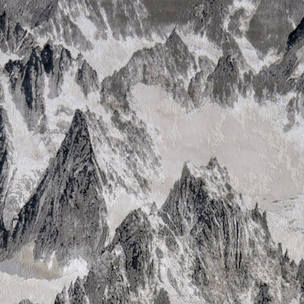 Homeroots 5' X 8' Abstract Area Rug - Stain Resistant, Durable Polyester, Perfect For Kids And Pets, Stylish Decor Black,Silver Polyester Blend 616883