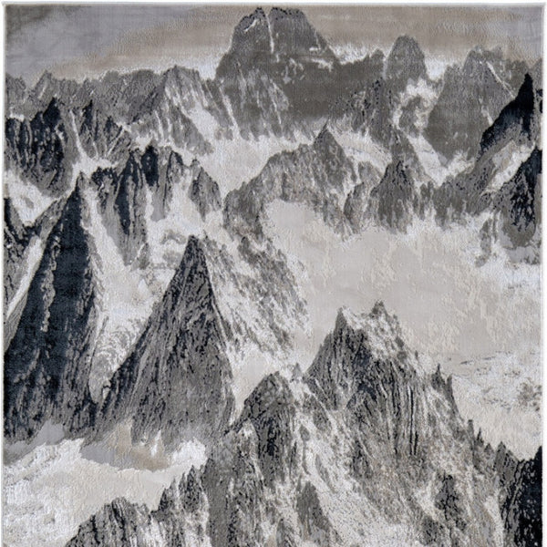 Homeroots 5' X 8' Abstract Area Rug - Stain Resistant, Durable Polyester, Perfect For Kids And Pets, Stylish Decor Black,Silver Polyester Blend 616883