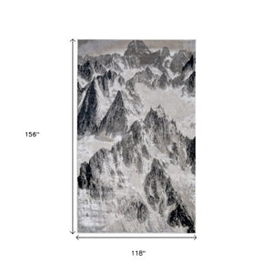 Homeroots 5' X 8' Abstract Area Rug - Stain Resistant, Durable Polyester, Perfect For Kids And Pets, Stylish Decor Black,Silver Polyester Blend 616883