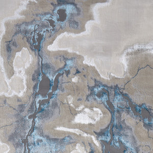 Homeroots 5' X 8' Abstract Area Rug - Stylish, Stain-resistant, Ideal For Homes With Kids And Pets, Bohemian Charm Taupe,Blue Polyester Blend 616885