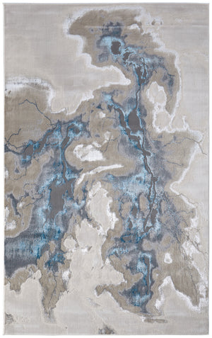 Homeroots 5' X 8' Abstract Area Rug - Stylish, Stain-resistant, Ideal For Homes With Kids And Pets, Bohemian Charm Taupe,Blue Polyester Blend 616886