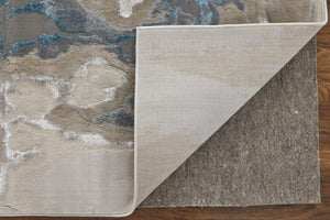 Homeroots 5' X 8' Abstract Area Rug - Stylish, Stain-resistant, Ideal For Homes With Kids And Pets, Bohemian Charm Taupe,Blue Polyester Blend 616886