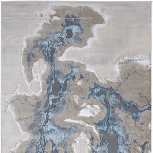 Homeroots 5' X 8' Abstract Area Rug - Stylish, Stain-resistant, Ideal For Homes With Kids And Pets, Bohemian Charm Taupe,Blue Polyester Blend 616887