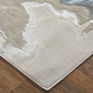 Homeroots 5' X 8' Abstract Area Rug - Stylish, Stain-resistant, Ideal For Homes With Kids And Pets, Bohemian Charm Taupe,Blue Polyester Blend 616887