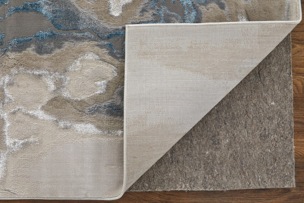 Homeroots 5' X 8' Abstract Area Rug - Stylish, Stain-resistant, Ideal For Homes With Kids And Pets, Bohemian Charm Taupe,Blue Polyester Blend 616887