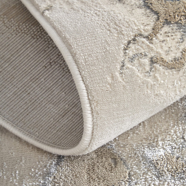 Homeroots 5' X 8' Abstract Area Rug - Stylish, Stain-resistant, Ideal For Homes With Kids And Pets, Bohemian Charm Taupe,Blue Polyester Blend 616887