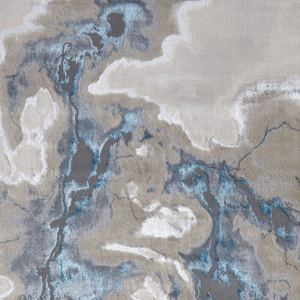 Homeroots 5' X 8' Abstract Area Rug - Stylish, Stain-resistant, Ideal For Homes With Kids And Pets, Bohemian Charm Taupe,Blue Polyester Blend 616888