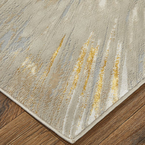 Homeroots 5' X 8' Abstract Area Rug - Stylish, Stain-resistant Design For Kids And Pets, Perfect Home Accent Gold,Silver Polyester Blend 616889