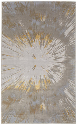 Homeroots 5' X 8' Abstract Area Rug - Stylish, Stain-resistant Design For Kids And Pets, Perfect Home Accent Gold,Silver Polyester Blend 616890