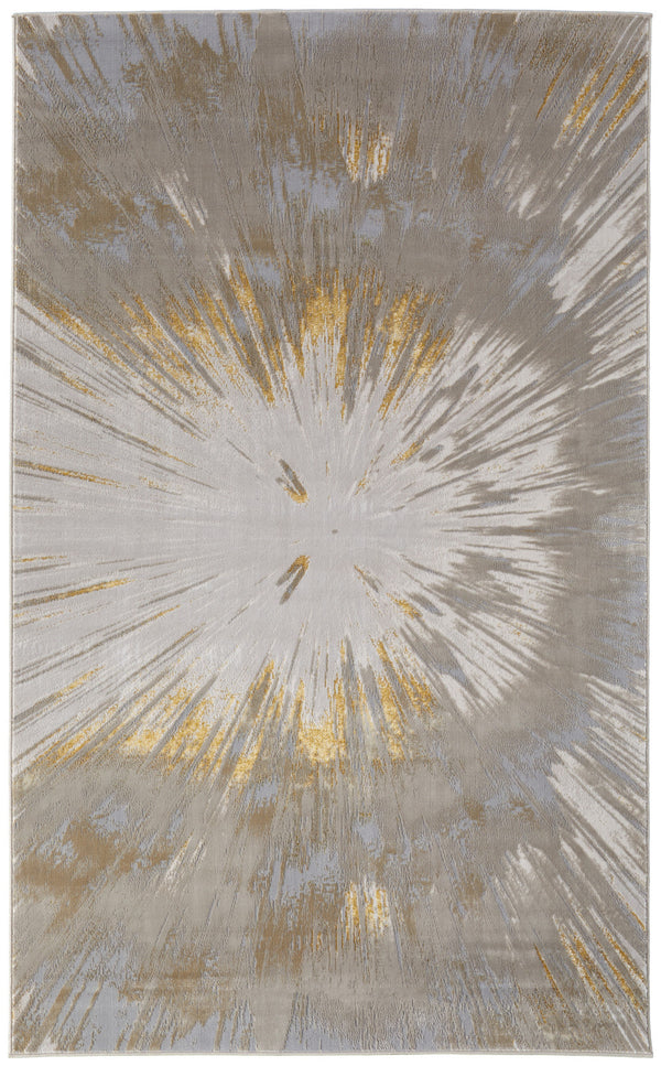 Homeroots 5' X 8' Abstract Area Rug - Stylish, Stain-resistant Design For Kids And Pets, Perfect Home Accent Gold,Silver Polyester Blend 616890