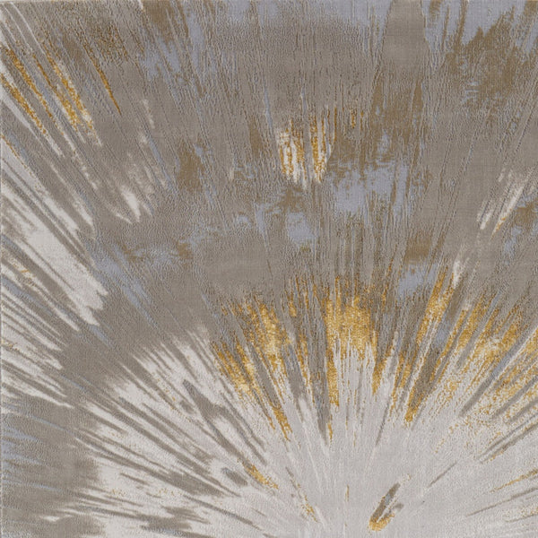 Homeroots 5' X 8' Abstract Area Rug - Stylish, Stain-resistant Design For Kids And Pets, Perfect Home Accent Gold,Silver Polyester Blend 616891