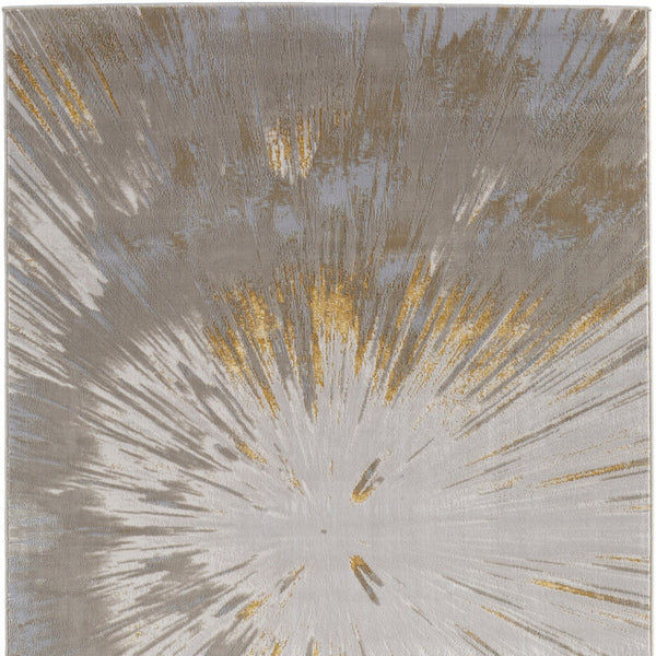 Homeroots 5' X 8' Abstract Area Rug - Stylish, Stain-resistant Design For Kids And Pets, Perfect Home Accent Gold,Silver Polyester Blend 616891