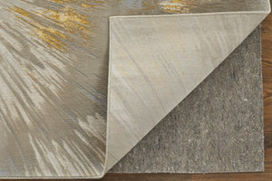 Homeroots 5' X 8' Abstract Area Rug - Stylish, Stain-resistant Design For Kids And Pets, Perfect Home Accent Gold,Silver Polyester Blend 616891