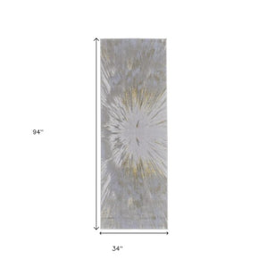 Homeroots 5' X 8' Abstract Area Rug - Stylish, Stain-resistant Design For Kids And Pets, Perfect Home Accent Gold,Silver Polyester Blend 616892