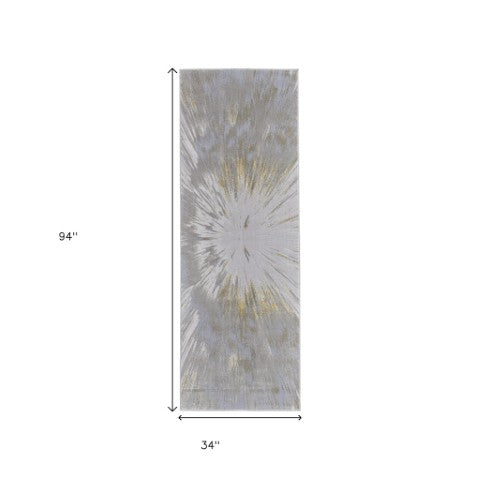 Homeroots 5' X 8' Abstract Area Rug - Stylish, Stain-resistant Design For Kids And Pets, Perfect Home Accent Gold,Silver Polyester Blend 616892