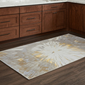 Homeroots 5' X 8' Abstract Area Rug - Stylish, Stain-resistant Design For Kids And Pets, Perfect Home Accent Gold,Silver Polyester Blend 616892
