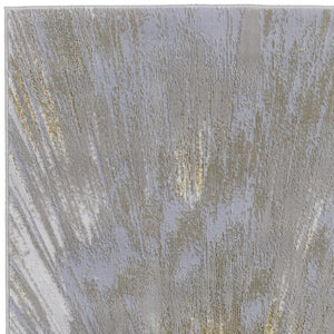 Homeroots 5' X 8' Abstract Area Rug - Stylish, Stain-resistant Design For Kids And Pets, Perfect Home Accent Gold,Silver Polyester Blend 616892