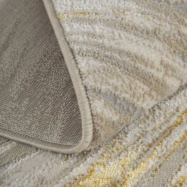 Homeroots 5' X 8' Abstract Area Rug - Stylish, Stain-resistant Design For Kids And Pets, Perfect Home Accent Gold,Silver Polyester Blend 616892