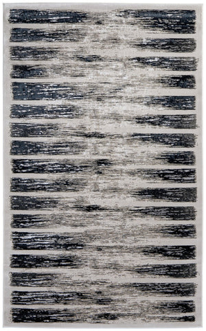 Homeroots 5' X 8' Abstract Distressed Area Rug - Stylish Bohemian Design, Stain-resistant, Perfect For Homes Gray,Black Polyester Blend 616894