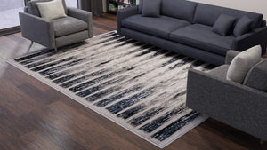 Homeroots 5' X 8' Abstract Distressed Area Rug - Stylish Bohemian Design, Stain-resistant, Perfect For Homes Gray,Black Polyester Blend 616894