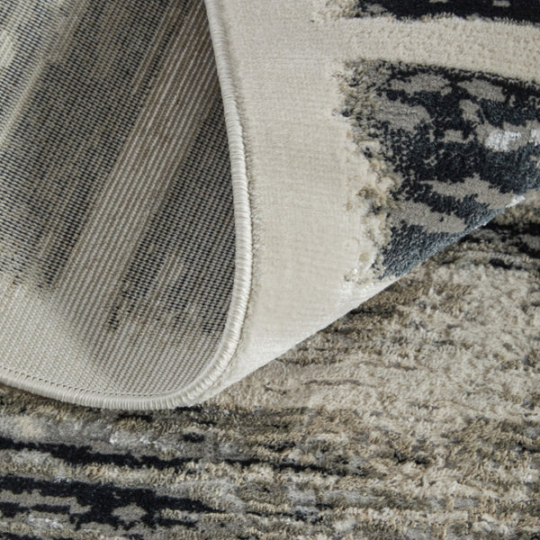 Homeroots 5' X 8' Abstract Distressed Area Rug - Stylish Bohemian Design, Stain-resistant, Perfect For Homes Gray,Black Polyester Blend 616894