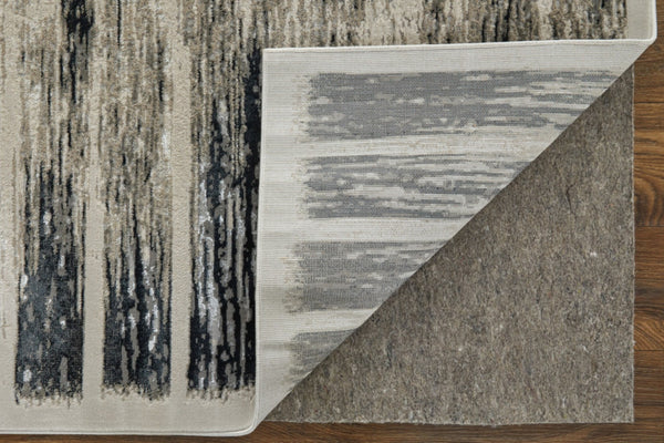 Homeroots 5' X 8' Abstract Distressed Area Rug - Stylish Bohemian Design, Stain-resistant, Perfect For Homes Gray,Black Polyester Blend 616895