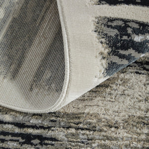 Homeroots 5' X 8' Abstract Distressed Area Rug - Stylish Bohemian Design, Stain-resistant, Perfect For Homes Gray,Black Polyester Blend 616895