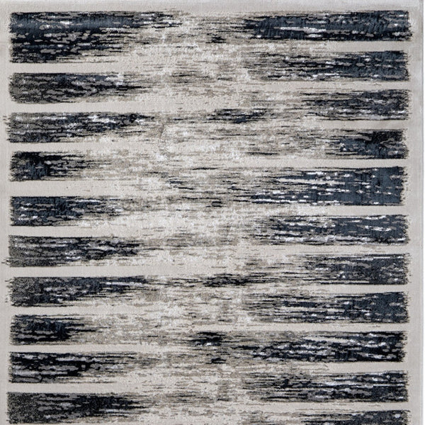 Homeroots 5' X 8' Abstract Distressed Area Rug - Stylish Bohemian Design, Stain-resistant, Perfect For Homes Gray,Black Polyester Blend 616896