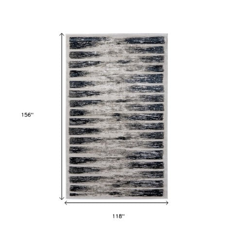 Homeroots 5' X 8' Abstract Distressed Area Rug - Stylish Bohemian Design, Stain-resistant, Perfect For Homes Gray,Black Polyester Blend 616896