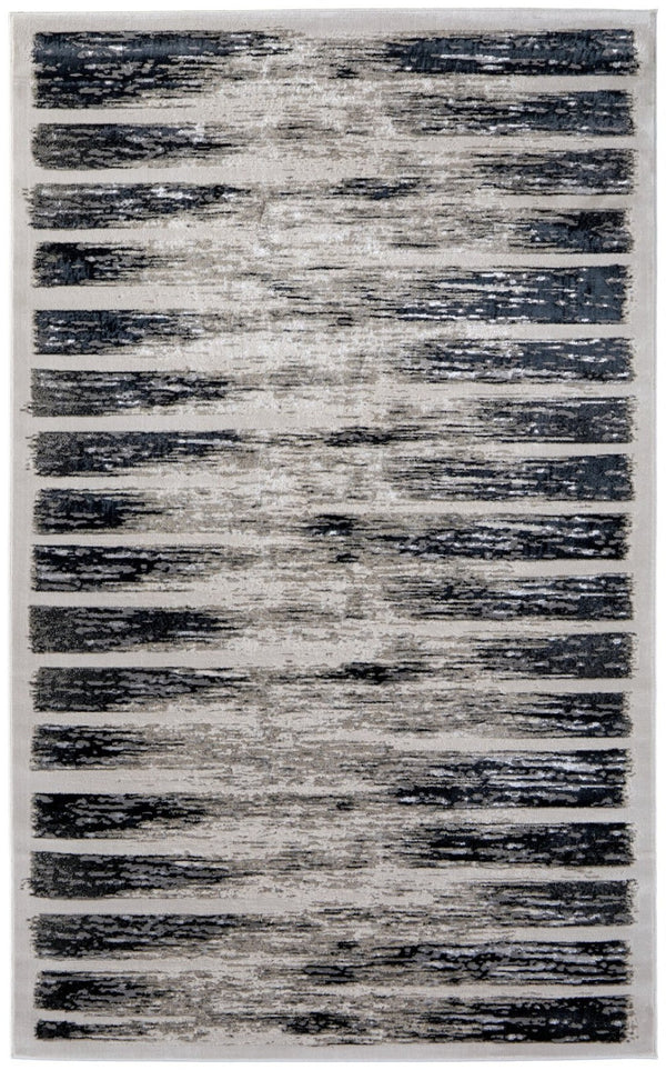 HomeRoots 5' Gray and Black Abstract Distressed Area Rug - Stylish, Durable, Stain-Resistant Design for Modern Homes 10' X 13' 616896