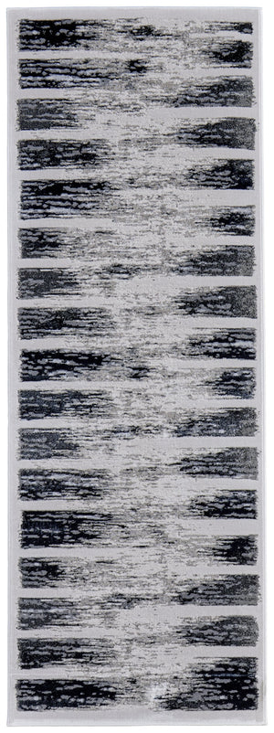 Homeroots 5' X 8' Abstract Distressed Area Rug - Stylish Bohemian Design, Stain-resistant, Perfect For Homes Gray,Black Polyester Blend 616897