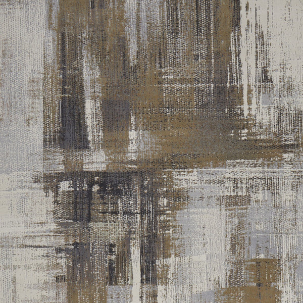 Homeroots 6' X 9' Abstract Area Rug - Stylish Bohemian Design, Stain Resistant, Perfect For Homes With Kids & Pets Gray,Brown Polyester Blend 616898