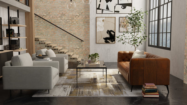 Homeroots 6' X 9' Abstract Area Rug - Stylish Bohemian Design, Stain Resistant, Perfect For Homes With Kids & Pets Gray,Brown Polyester Blend 616898