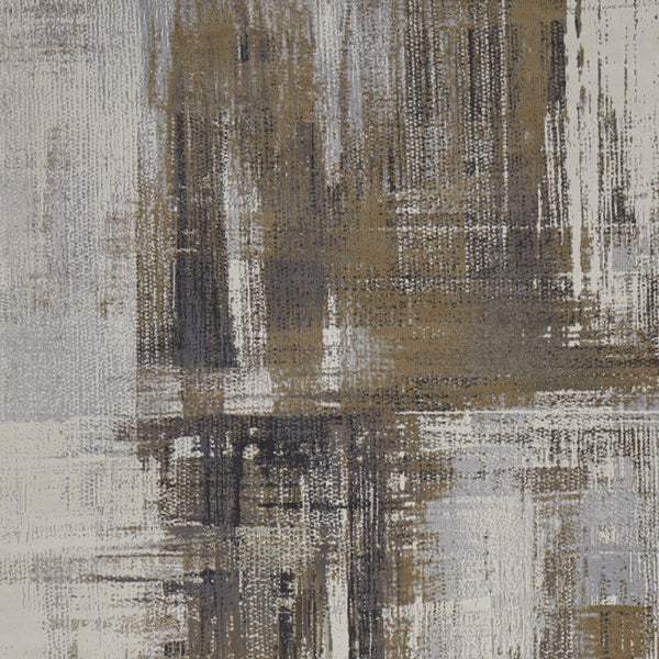 Homeroots 6' X 9' Abstract Area Rug - Stylish Bohemian Design, Stain Resistant, Perfect For Homes With Kids & Pets Gray,Brown Polyester Blend 616899