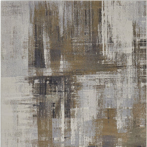 Homeroots 6' X 9' Abstract Area Rug - Stylish Bohemian Design, Stain Resistant, Perfect For Homes With Kids & Pets Gray,Brown Polyester Blend 616899