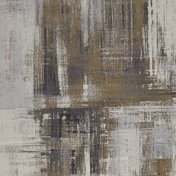 Homeroots 6' X 9' Abstract Area Rug - Stylish Bohemian Design, Stain Resistant, Perfect For Homes With Kids & Pets Gray,Brown Polyester Blend 616900